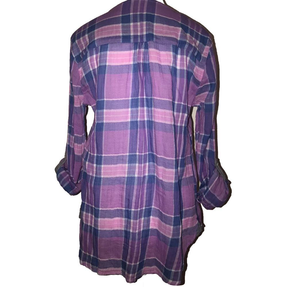C&C California Rolled Sleeve‎ Arroyo Plaid Check Pocket Shirt Purple pink  S - Picture 6 of 9